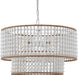 Dia 22 Inch Boho Wood Bead Chandelier Farmhouse, Bohemia Dining Room Light Fixture over Table, White Bead Pendant Chandelier for Bedroom Kitchen Hallway Entryway Nursery Living Room Foyer