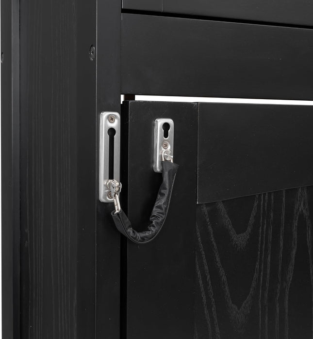 Full Size Murphy Bed with 2 Storage Cabinets, Wood Hidden Foldable Wall Bed Frame W/Bookcase Shelves, Storage Bed Cabinet for Bedroom, Office, Space-Saving, No Box Spring Needed, Black