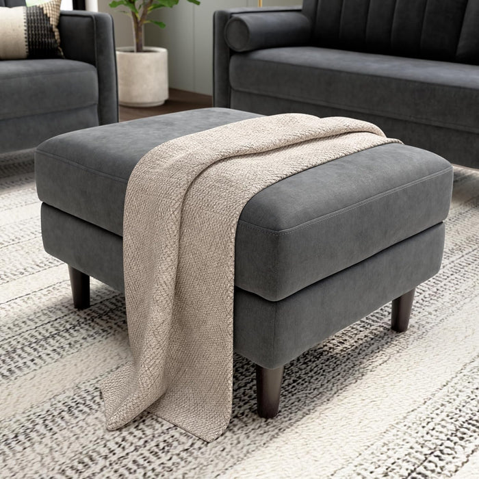 Storage Ottoman with Tray, Living Room Furniture, Max Collection, Iron Gray Chenille Fabric