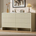 55" Wide Modern Dresser for Bedroom, 6 Drawer Chest of Drawers with Curved Design, Push-To-Open Storage Dresser, Beige