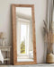 Full Length Mirror 65"X24" Solid Wood Frame Floor Large Mirror for Living Room, Bedroom Hanging or Leaning Wall-Mounted, Light Brown