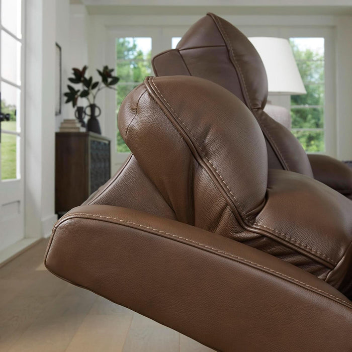 Vonryan Modern Leather Match Power Reclining Sofa with USB Ports, Dark Brown