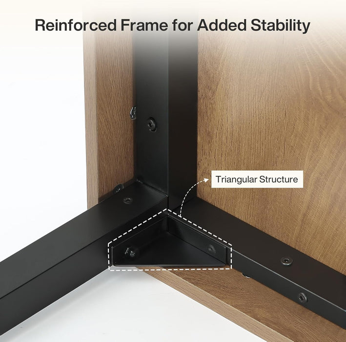 Farmhouse Dining Table for 4-6 People, 55 Inches Industrial Rectangular Kitchen Dinner Table with Heavy-Duty Metal Legs for Home, Dining Room, Small Space, Rustic Brown