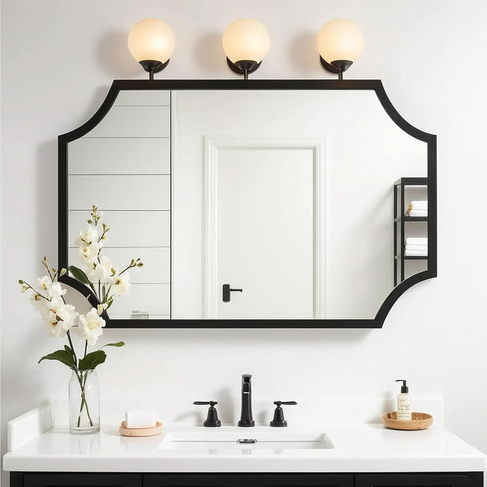 Black Scalloped Wall Mirror 30x40Inch Aluminium Frame