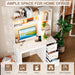 40” Home Office Desk with Hutch and Drawers, Computer Desk with Power Outlets and LED Light, Study Writing Gaming Table with Storage Shelves, Workstation for Bedroom, White