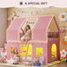 Pink Twin Over Twin Bunk Bed With LED Lights And Play Curtain