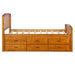 Oak Twin Size Solid Wood Platform Bed with 6-Drawers