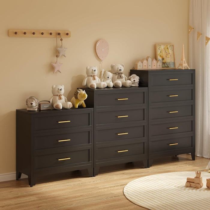 Charcoal Black Industrial Dresser With Five Drawers