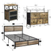 4-Piece Full Size Bedroom Set with Bed Frame & 5-Drawer Dresser & Two Nightstands, Gray