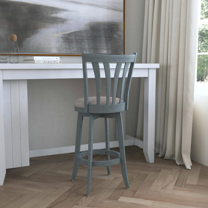 Furniture Savana Wood Bar Height Stool, 30" High, Blue Wire Brush