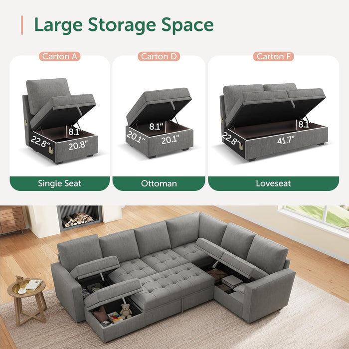 Modular Sectional Sofa Bed With Generous Understorage