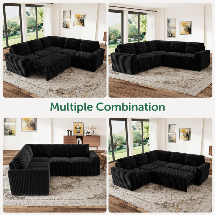Modular Sleeper Sectional Sofa Charcoal With Storage