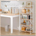 Folding Industrial Bookshelf 51 Inch Natural White
