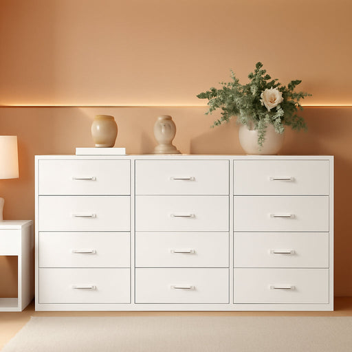 Dresser for Bedroom with 9 Drawers, 14.2"D X 59.1"W X 29.5"H, White