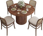 47 Inch round Dining Table for 4, Kitchen Table Dinner Table with 2-Layer Storage Shelf and Wood Slide Door for Home Dining Room Living Room (Walnut)