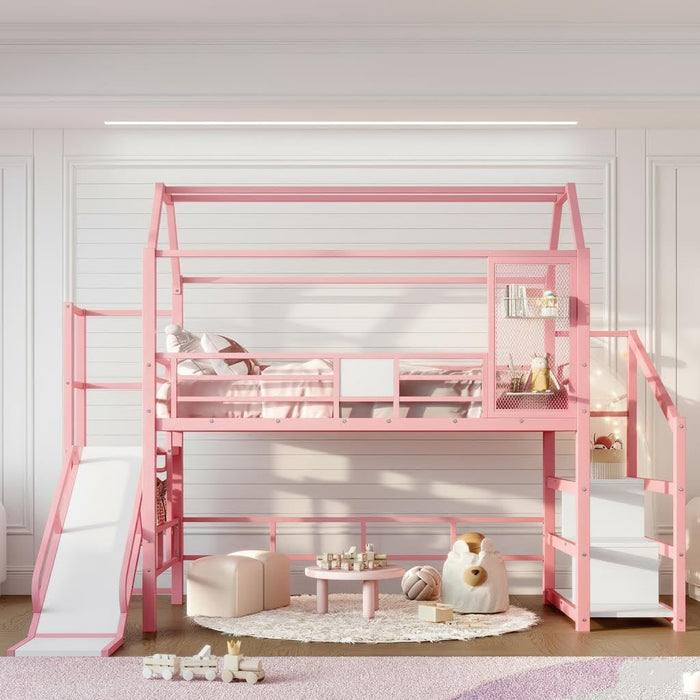 Twin IndustrialStrength Loft Bed With Integrated Slide