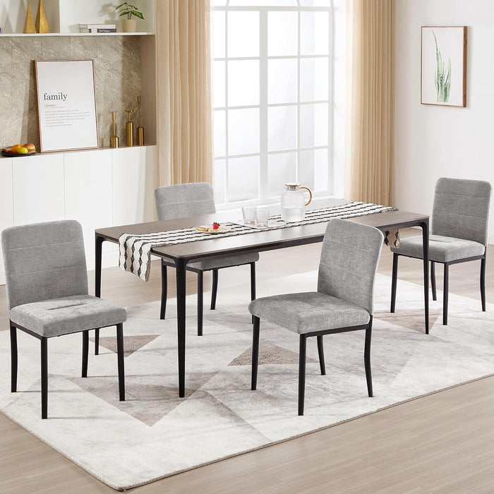 Dining Chairs Set of 4, Modern Upholstered Fabric Parsons Dining Room Chairs, Armless Kitchen Chairs with Metal Legs and Padded Seat for Living Room, Bedroom, Kitchen
