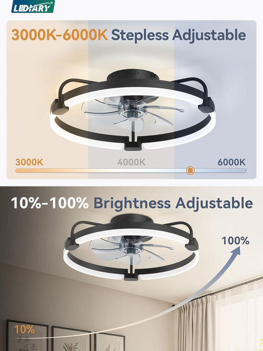 20 Inch Black RemoteControlledLEDLight Ceiling Fan