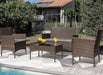 Patio Furniture 4 Pieces Conversation Sets,Brown and Gray