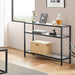 Yaheetech 39.5" Console Table with 3 Storage Shelves,Tempered Glass Sofa Table, Modern Entryway Tables with Metal Frame for Hallway Living Room Bedroom, Easy Assembly, Black