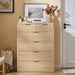 Farmhouse Fluted 6 Drawers Dresser for Bedroom, 42" Tall Modern Chest of Drawers with Curved Profile Design & Metal Handle,Natural Wood Drawer Organizer for Bedroom