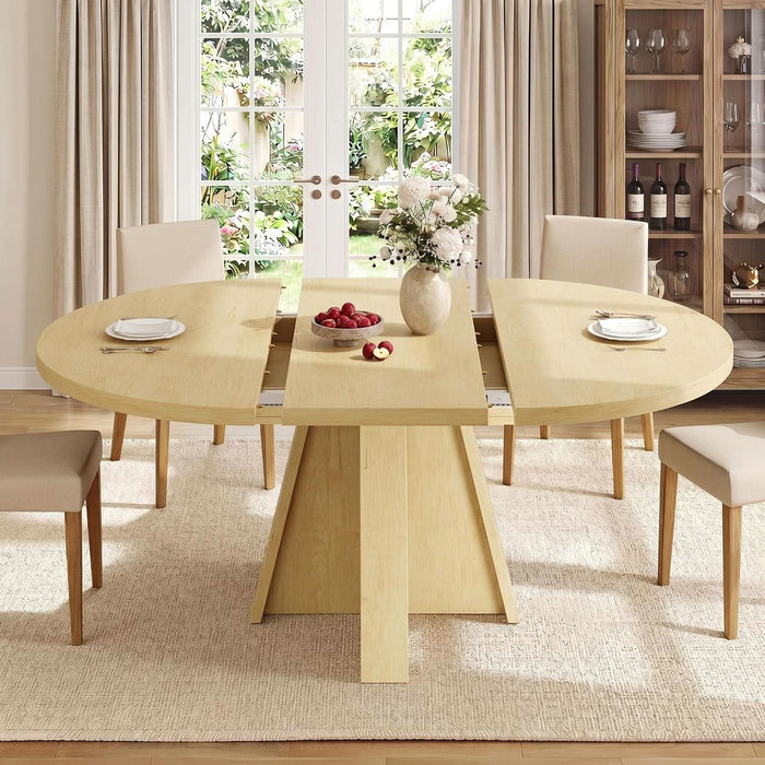 43In-59In Extendable round Dining Table Oval Kitchen Table for 4-8