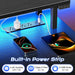 55 Inch Gaming Desk, LED & Power Outlets, Monitor Stand, Black