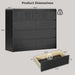 Black Fluted 8 Drawer Dresser for Bedroom, Curved Edge, 50" Wide