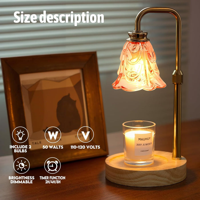 Candle Warmer Lamp with Timer Electric Adjustable Height Candle Warmer Dimmable Wax Warmer Lamp Jar Candles with 2 Bulbs for Home Decor & Office