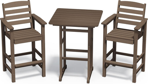HDPE Outdoor Patio Bar Set, Tall Adirondack Bar Chair and Table Set (Coffee, 3 Pcs)