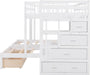 Triple Bunk Beds with Drawers, Wood Full over Twin & Twin Bunk Bed with Storage Staircase, Triple Bed for Kids,3 Bed Bunk Beds with Storage for Girls Boys,White