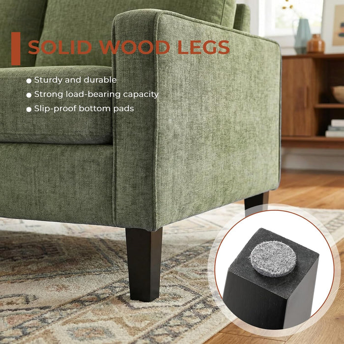 Green Chenille Accent Armchair With Removable Cover