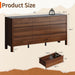 Walnut Dresser for Bedroom, 63" Mid-Century 9 Drawer Dresser with Wide Drawers and Wood Legs, Curved Edge Design, Modern Large Dressers & Chests of Drawers for Bedroom, Hallway.