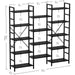 Bookcases and Bookshelves Triple Wide 5 Tiers Industrial Bookshelf, Large Etagere Bookshelf Open Display Shelves with Metal Frame for Living Room Bedroom Home Office