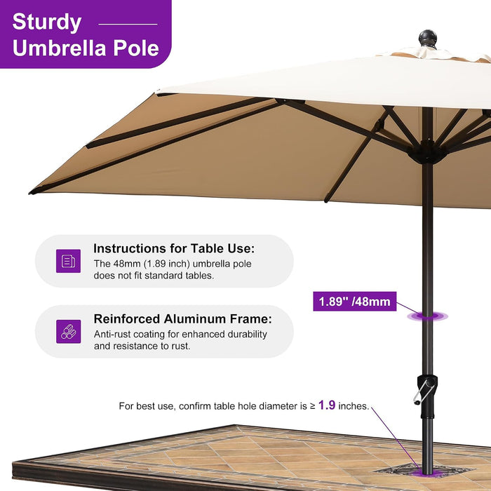 Outdoor Market Umbrella 10' X 10' Square Beige 8 Metal Ribs