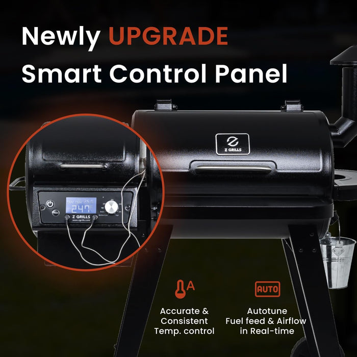 ZPG-450A Wood Pellet Grill & Smoker with PID V2.1 Controller, 459 Sq in Cook Area, Meat Probe, Foldable Shelf, 8 in 1 BBQ Grill Outdoor Auto Temperature Control, Black