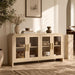 60" Modern Buffet Cabinet with Storage, Curved 4-Door Sideboard