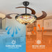 48" Tiffany Retractable Ceiling Fan with Light - (Red Dot, Black)