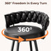26" Counter Height Bar Stools Set of 3, Premium Faux Leather Barstools | Upholstered 360°Swivel Bar Chairs with Woven Backs Support & Heavy Duty Metal Legs for Kitchen Counter, Easy Assembly, Black