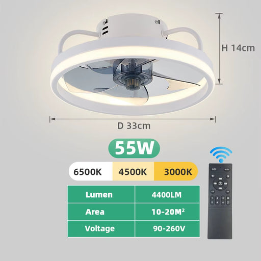 2 in 1 Modern Smart Ceiling Fan Bedroom Ceiling Fan with Light and Control Living Room Restaurant Indoor Decor LED Ceiling Fans