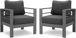 Patio Furniture Metal Armchair,2 PCS All-Weather Aluminum Garden Outdoor Contemporary Sofa Chair with Cushions, Grey