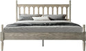 Queen Size Bed Frame, Solid Wood Platform Bed with Headboard & Footboard, Central Metal Legs, 12 Sturdy Slatted Base, Anti-Noise & Slip-Free, No Box Spring Needed, Weathered Gray Oak Finish WCQ-34