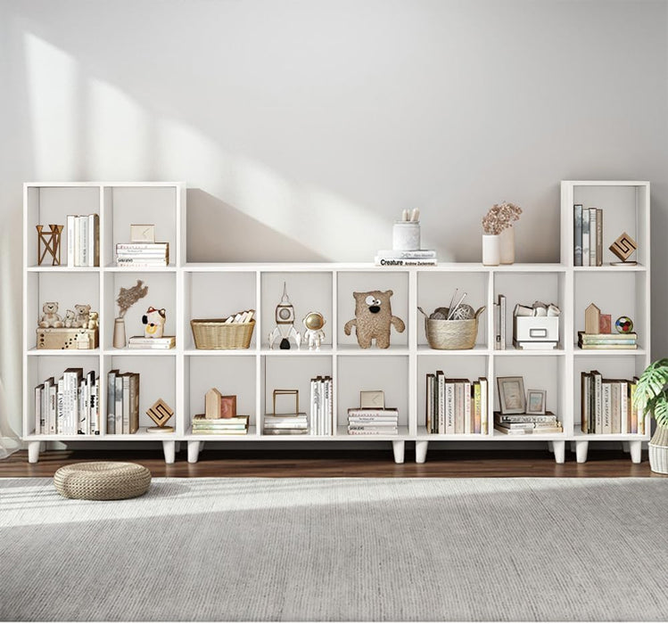 Open Cube Low Bookcase - 3-Tier Freestanding Storage Display Cabinet Organizer with Legs for Home Office, 11-Cubes Open Shelf Short Bookshelf, White