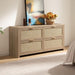 60.8 Inch Dresser CaramelOakFinish Storage Drawers