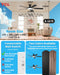 52" Low Profile Ceiling Fan with Light, Slim, Black, Flush Mount, DC Reversible Motor, 6 Speeds, Remote Control, Noiseless, Dimmable, LED Light, 3CCT, Modern Matte Black Ceiling Fan for Bedroom