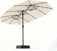 15FT Patio Umbrella with Solar Lights, Double-Sided Extra Large Outdoor Table Umbrella with Base Included, Heavy-Duty 12 Iron Ribs Market Umbrella for Garden, Pool, Backyard, Creamy White
