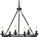 Black Farmhouse Chandelier, 6-Light Wagon Wheel Chandelier with Adjustable Height, Dining Room Light Fixture, Hanging Lights for Kitchen Island, Living Room, Bedroom, Entryway, E12 Base