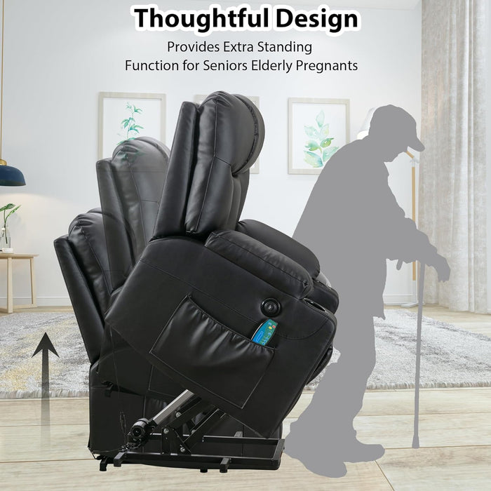 Wide Leather Recliner with Massage & Heat