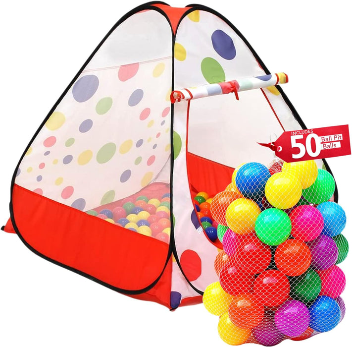 Kids Ball Pit Pop up Play Tent, Playhouse Tent for Boys Girls Babies and Toddlers, Indoor Outdoor Toy Perfect Kid’S Gifts, 50 Ball Pit Balls Included