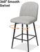 Counter Height Bar Stools Set of 3, 26 Inch Upholstered 360°Swivel Barstools with Back and Metal Legs, Linen Fabric Counter Stools for Kitchen Island, Dining Room, Pub, Light Grey